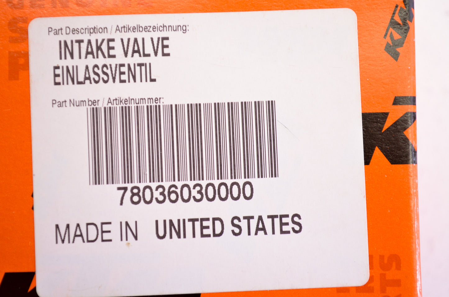 OEM KTM 78036030000 Intake Valve NOS