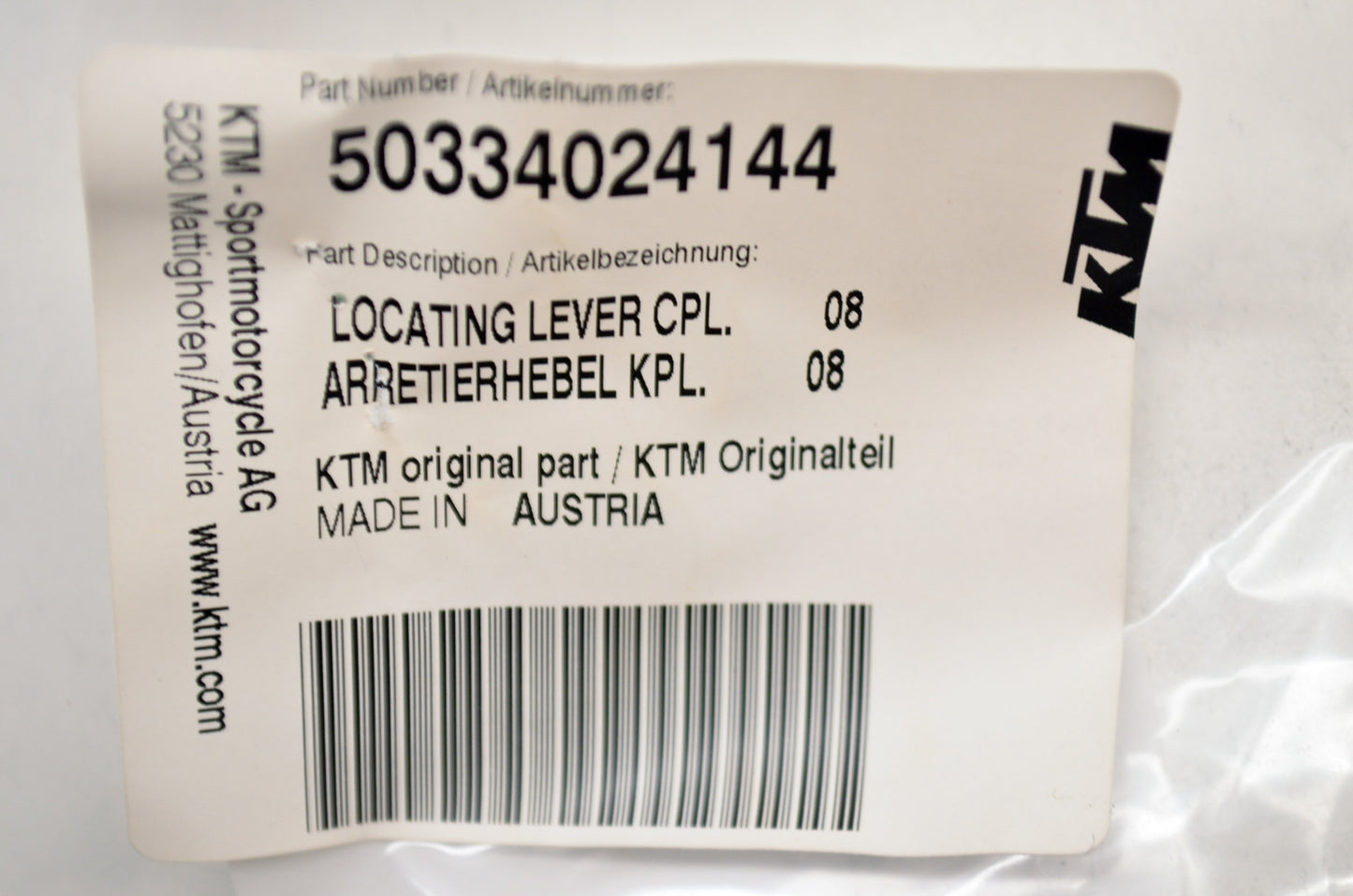 New OEM KTM Locating Lever NOS