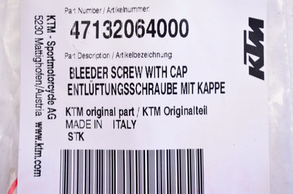 OEM KTM 47132064000 Bleeder Screw w/ Cap NOS