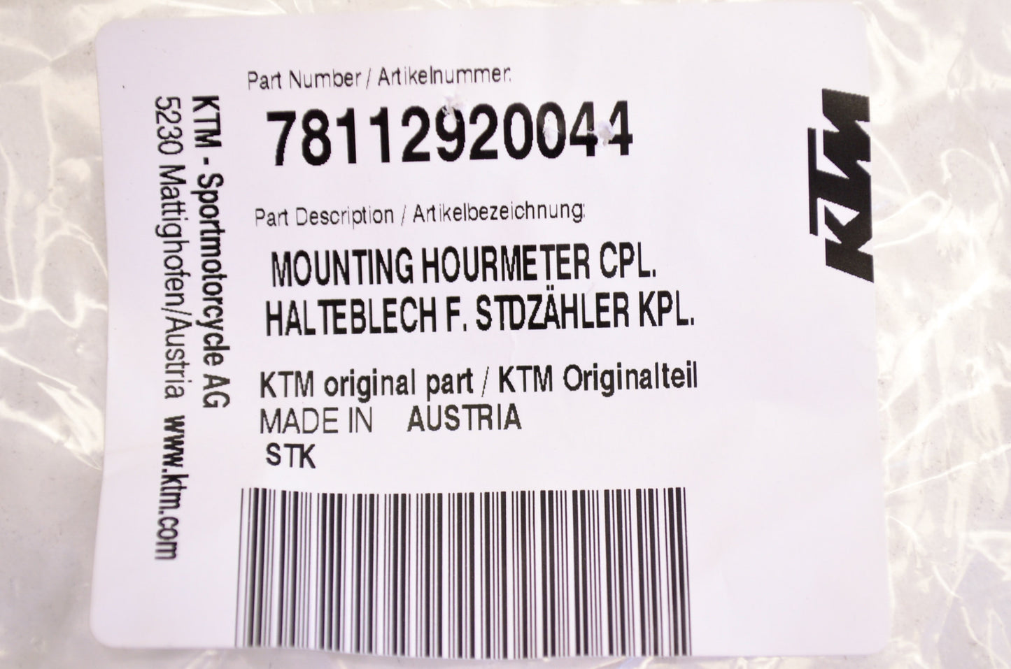 New OEM KTM Hour Meter Mounting Kit NOS