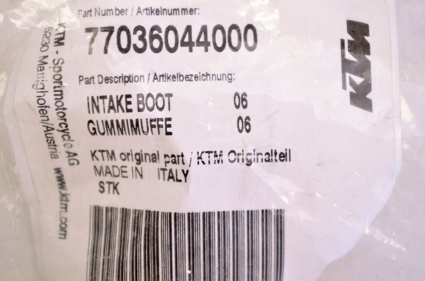 New OEM KTM Intake Boot NOS