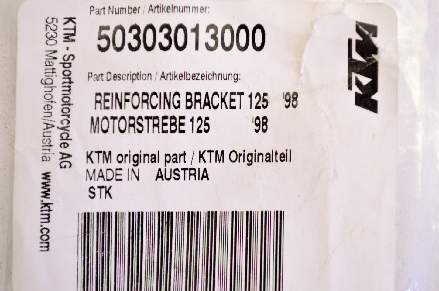 OEM KTM 50303013000 Reinforcing Bracket NOS