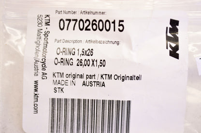 OEM KTM 770260015 O-Ring 1.5x26 NOS