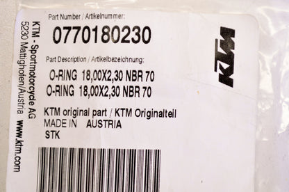 OEM KTM 770180230 O-Ring 18.00X2.30 NBR70 NOS