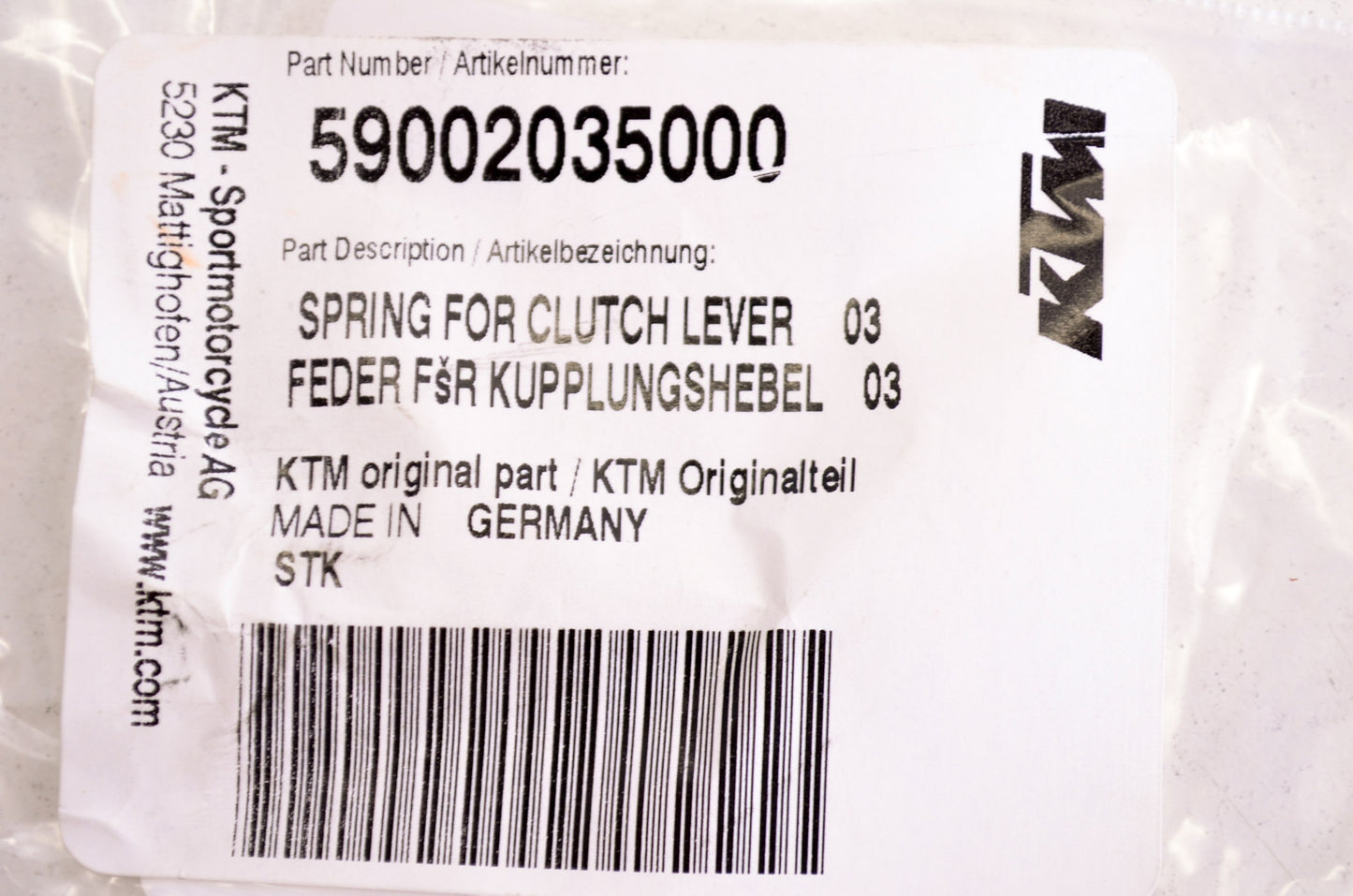 New OEM KTM Clutch Lever Spring NOS