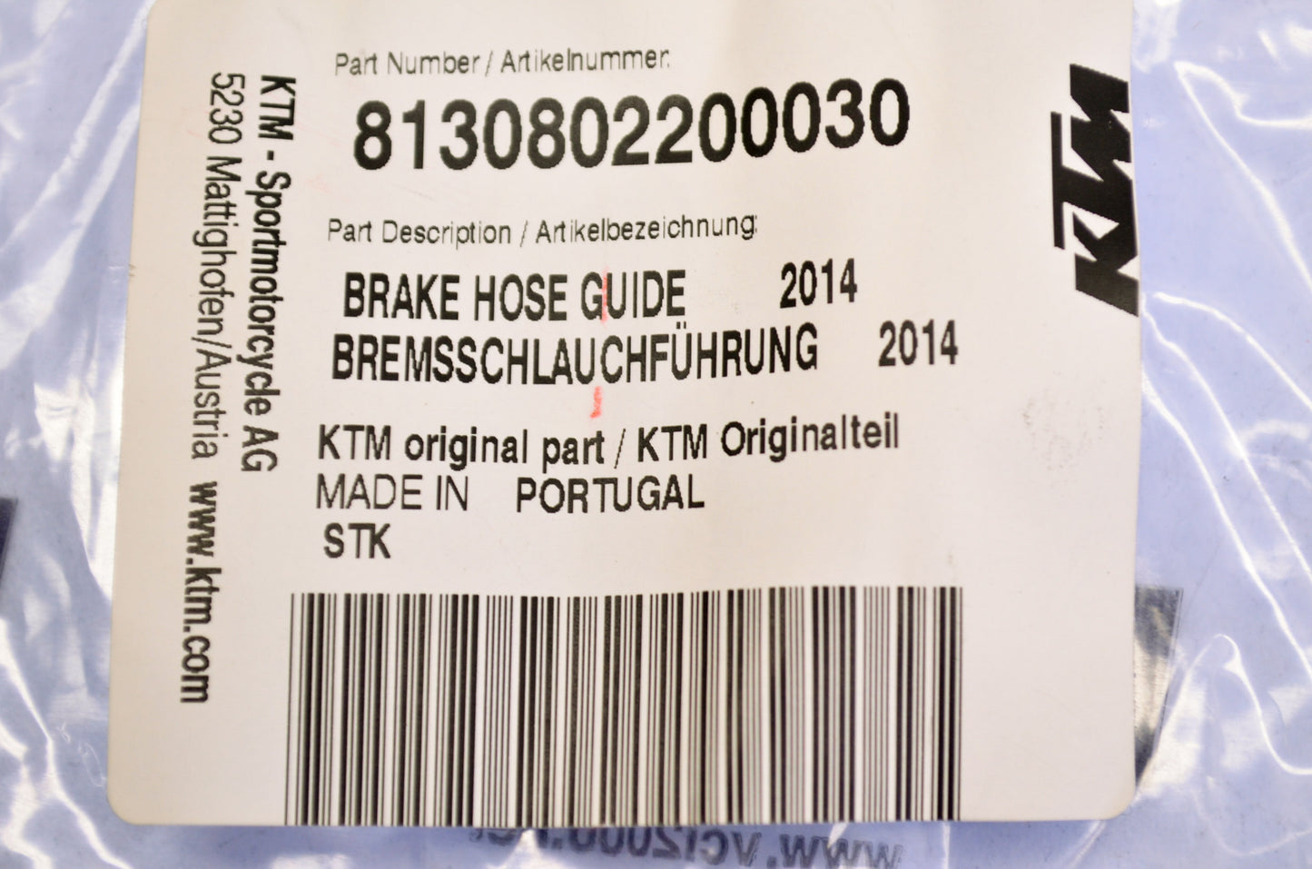 OEM KTM 8.1308E-12, 8130802200030 Brake Hose Guide NOS