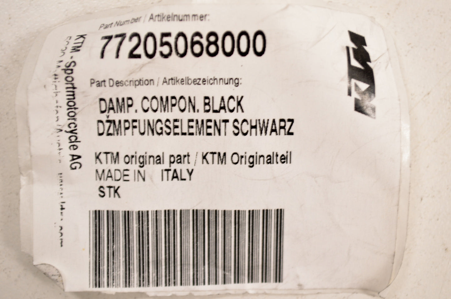 New OEM KTM Black Rubber Exhaust Damper NOS