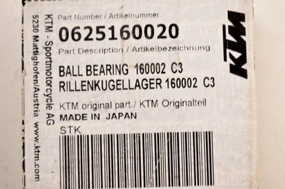 OEM KTM 625160020 Ball Bearing 16002 C3 NOS