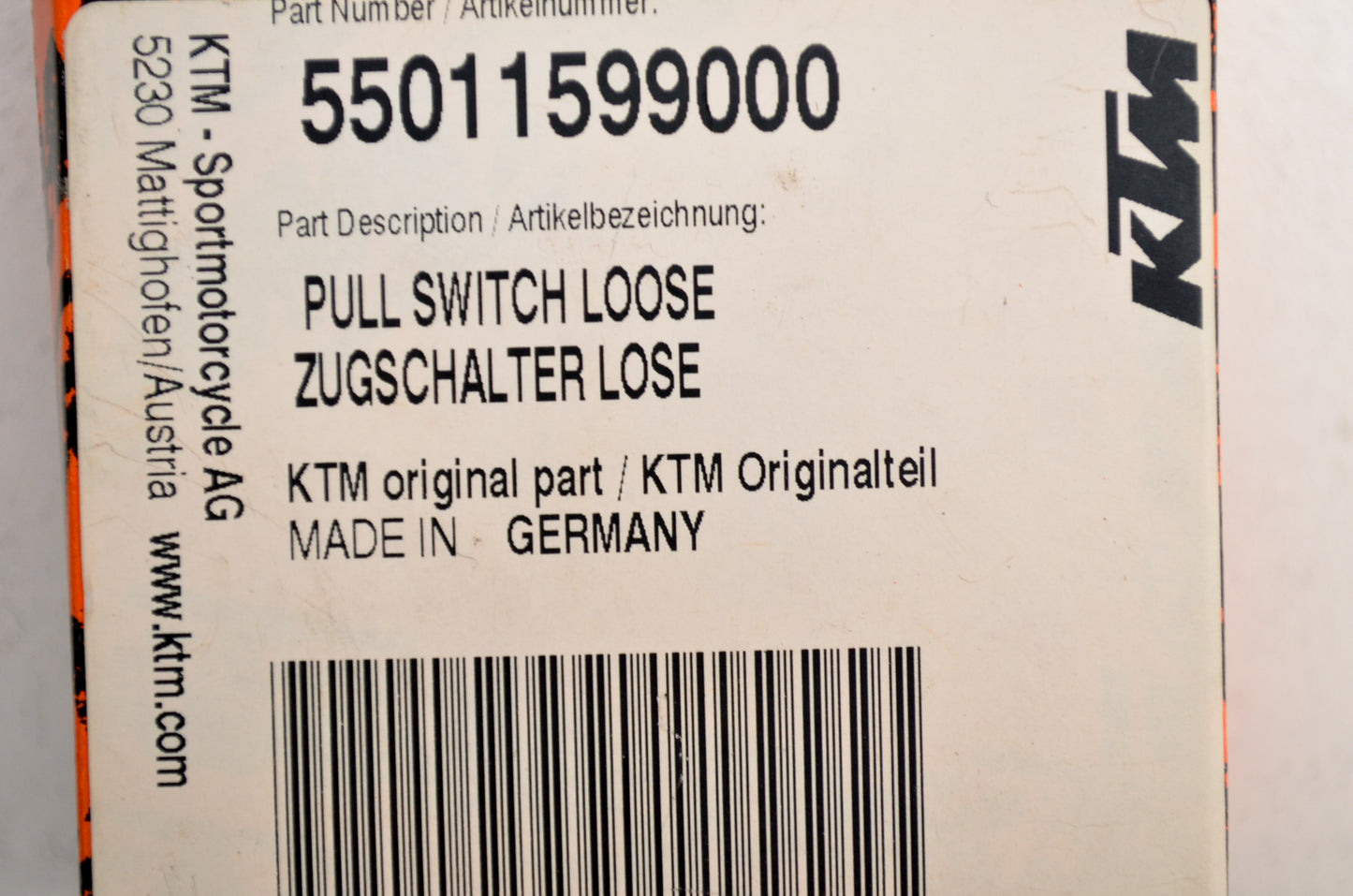 NEW OEM KTM Pull Light Switch 125 250 300 350 400 55011599000 NOS