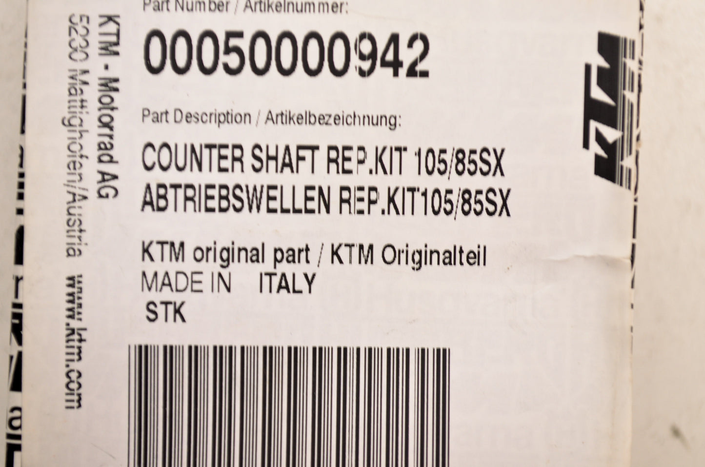 OEM KTM 00050000942 Countershaft Repair Kit NOS