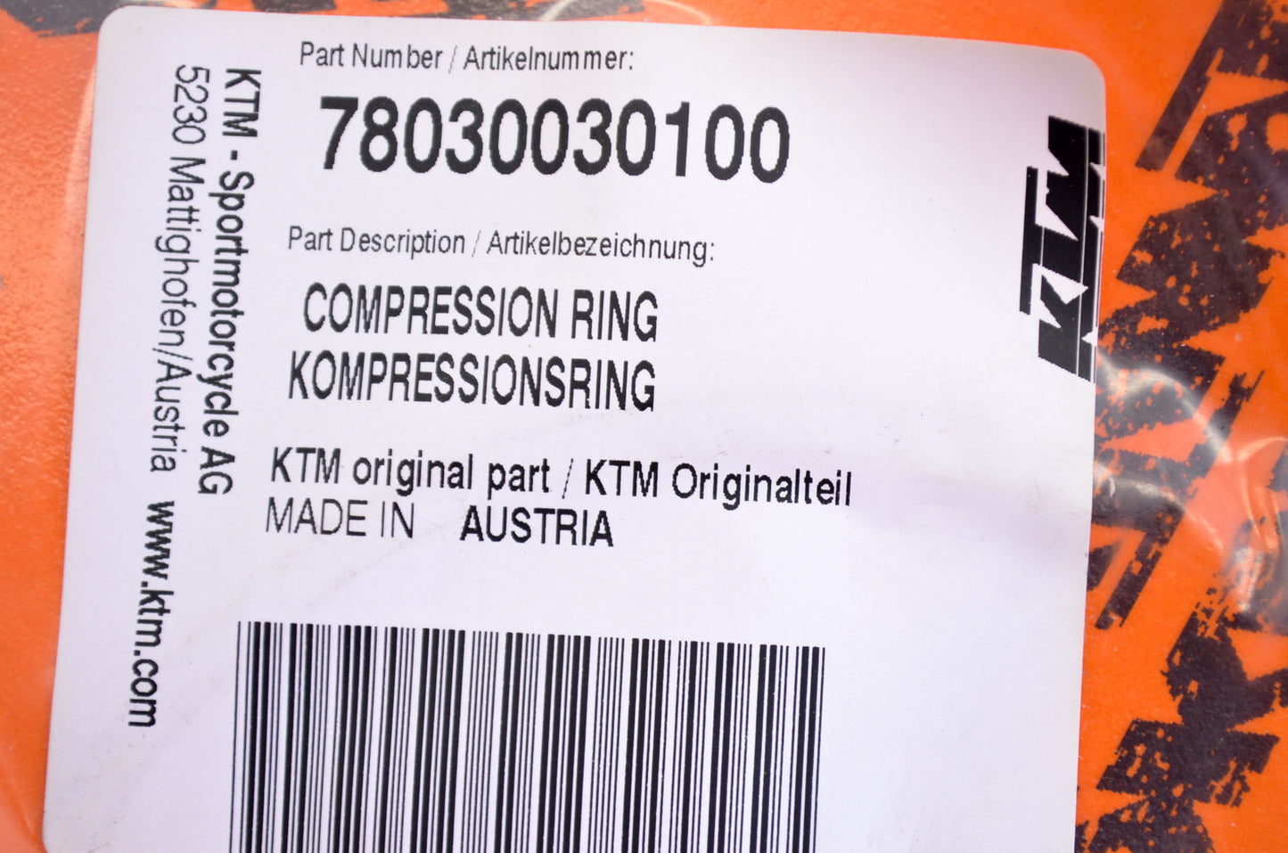 OEM KTM 78030030100 Compression Ring NOS