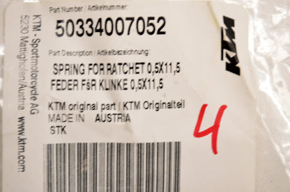 OEM KTM 50334007052 Ratchet Spring .5x11.5 NOS