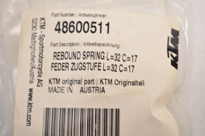 OEM KTM 48600511 Rebound Spring L32 C17 NOS