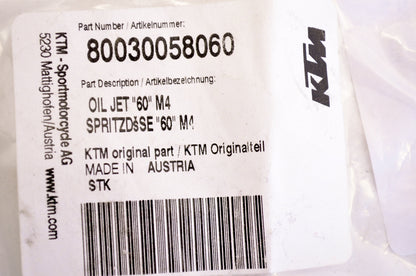 OEM KTM 80030058060 Oil Jet #60 M4 NOS