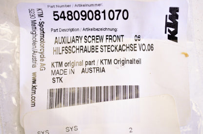 OEM KTM 54809081070 Front Auxiliary Screw NOS