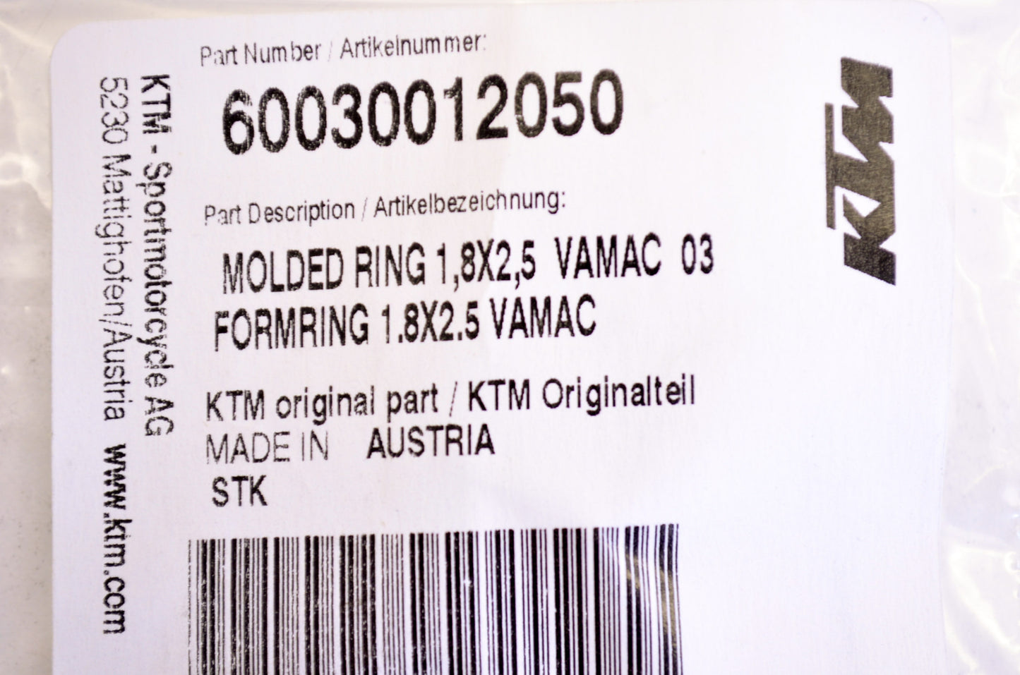 NEW OEM KTM Molded Ring 03-13 990 Supermoto Adventure 60030012050 NOS