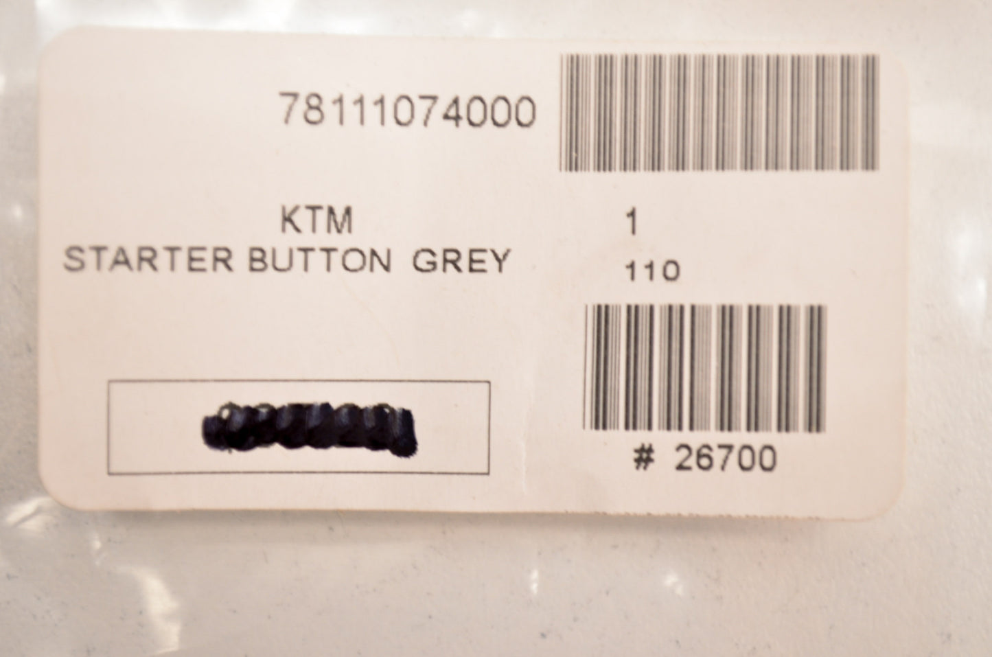 OEM KTM 78111074000 Grey Starter Button NOS
