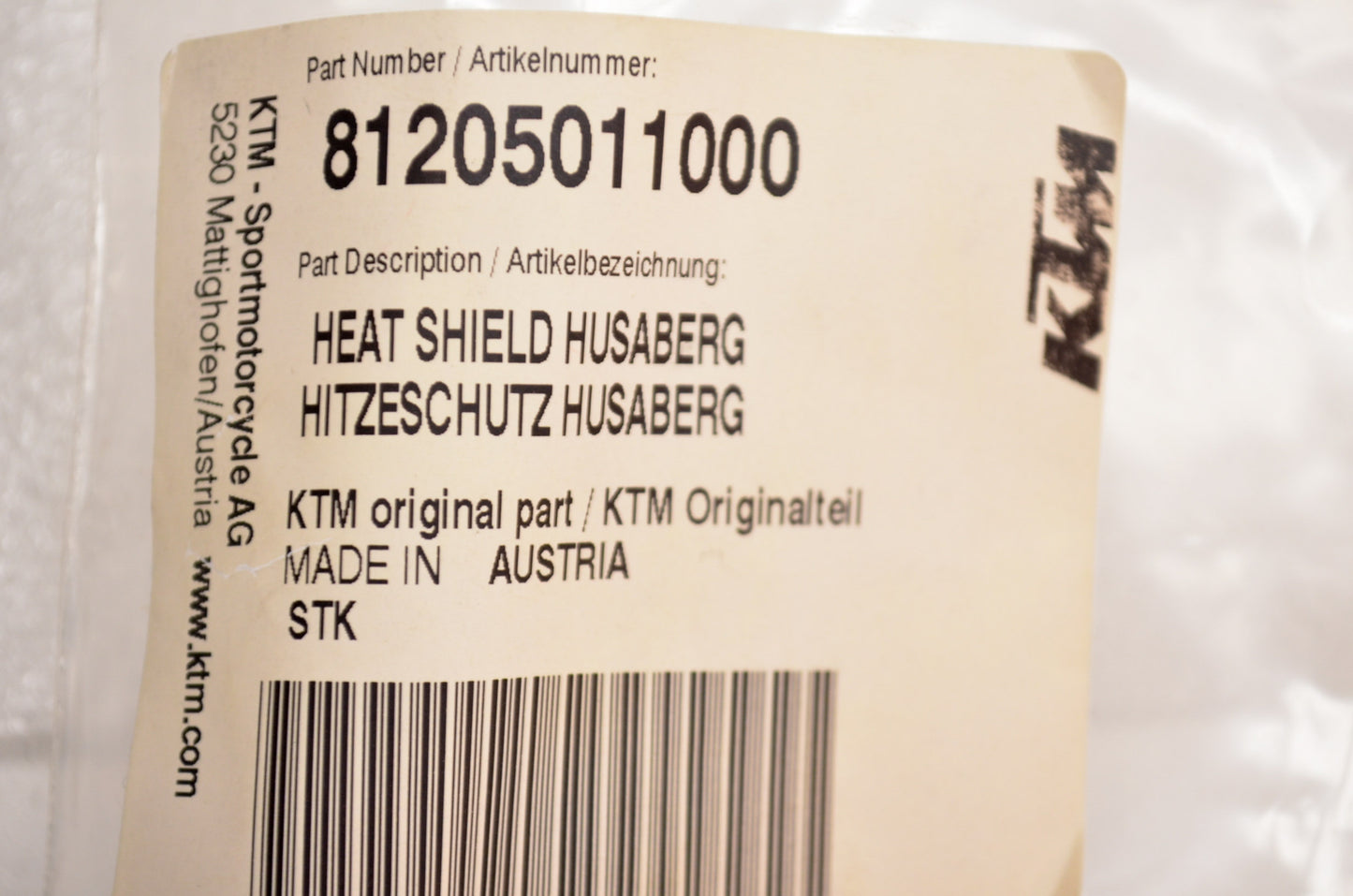 New OEM KTM Husaberg Heat Shield NOS