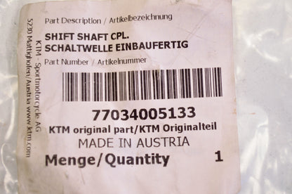 New OEM KTM 77034005133 Shift Shaft Assembly NOS