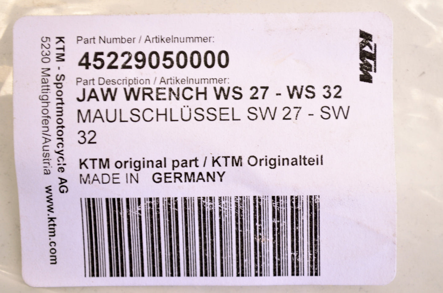 OEM KTM 45229050000 Steering Head Bearing Wrench NOS