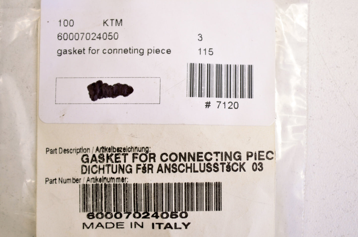 OEM KTM 60007024050 Connecting Piece Gasket Qty 2 NOS