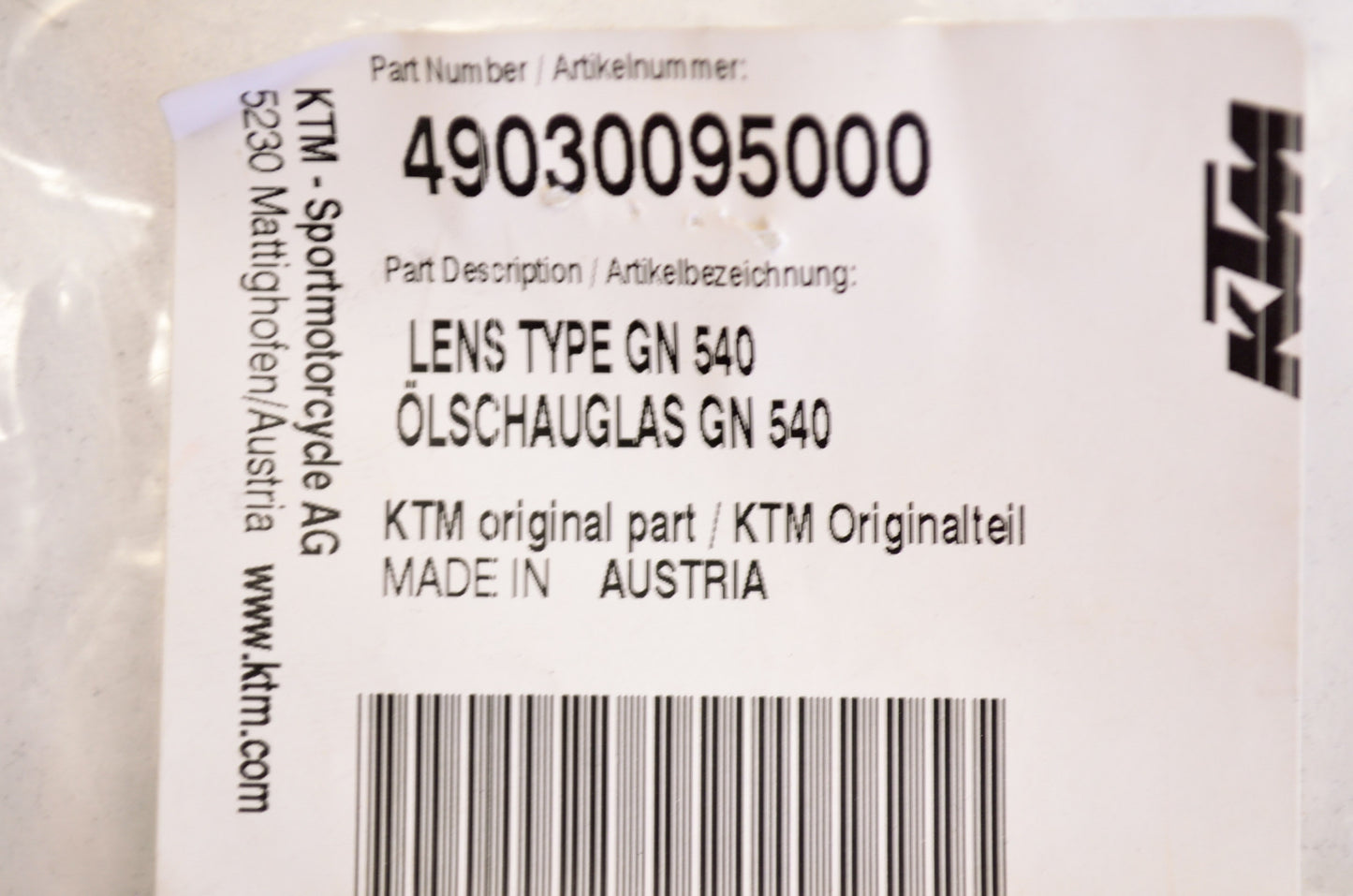 New OEM KTM Lens Type Oil Plug NOS