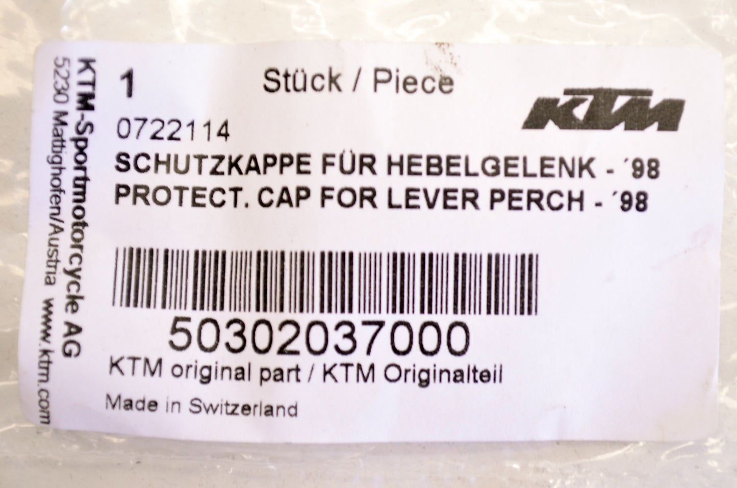 OEM KTM 50302037000 Lever Perch Protector Cap