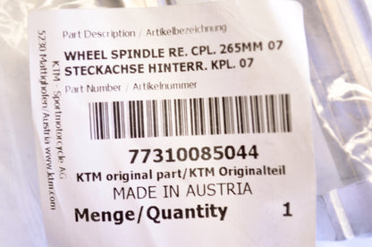 New OEM KTM Rear Wheel Spindle Axle NOS