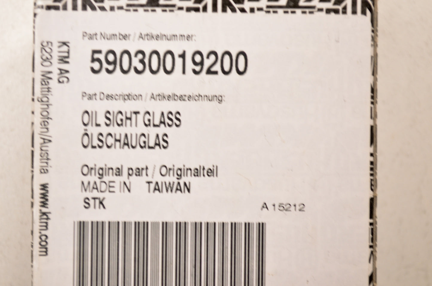 New OEM KTM Oil Sight Glass NOS