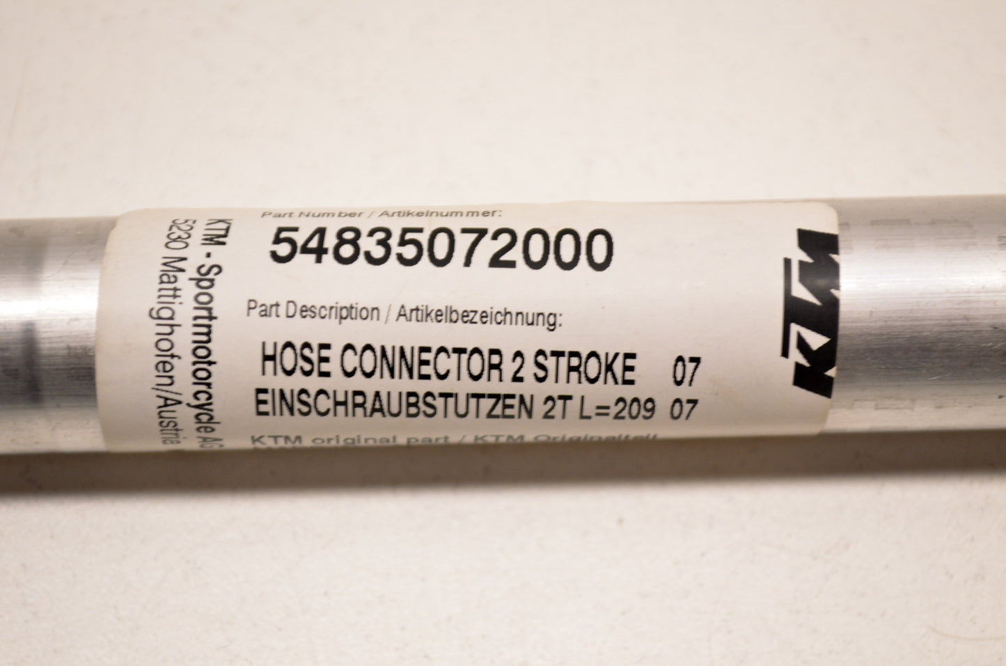 OEM KTM 54835072000 Hose Connector 2 Stroke NOS