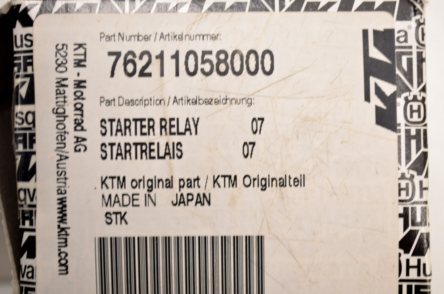 OEM KTM 76211058000 Starter Relay NOS