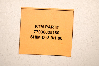 OEM KTM 77036035180 Shim D=8.9/1.80 NOS