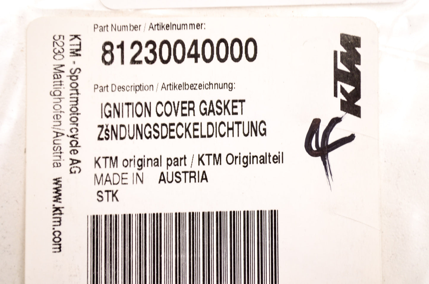 New OEM KTM Ignition Cover Gasket NOS