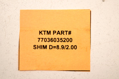 OEM KTM 77036035200 Shim D=8.9/2.00 NOS