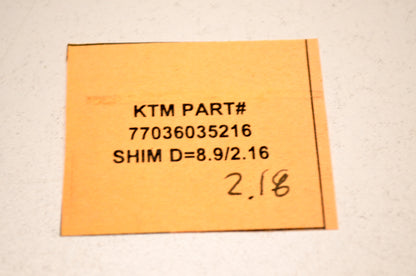 OEM KTM 77036035216 Shim D=8.9/2.16 NOS