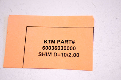 OEM KTM 60036035200 Shim D=10/2.00 NOS