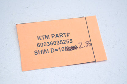 OEM KTM 60036035255 Shim D=10/2.55 NOS