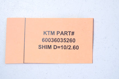 OEM KTM 60036035260 Shim D=10/2.60 NOS
