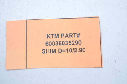 OEM KTM 60036035290 Shim D=10/2.90 NOS