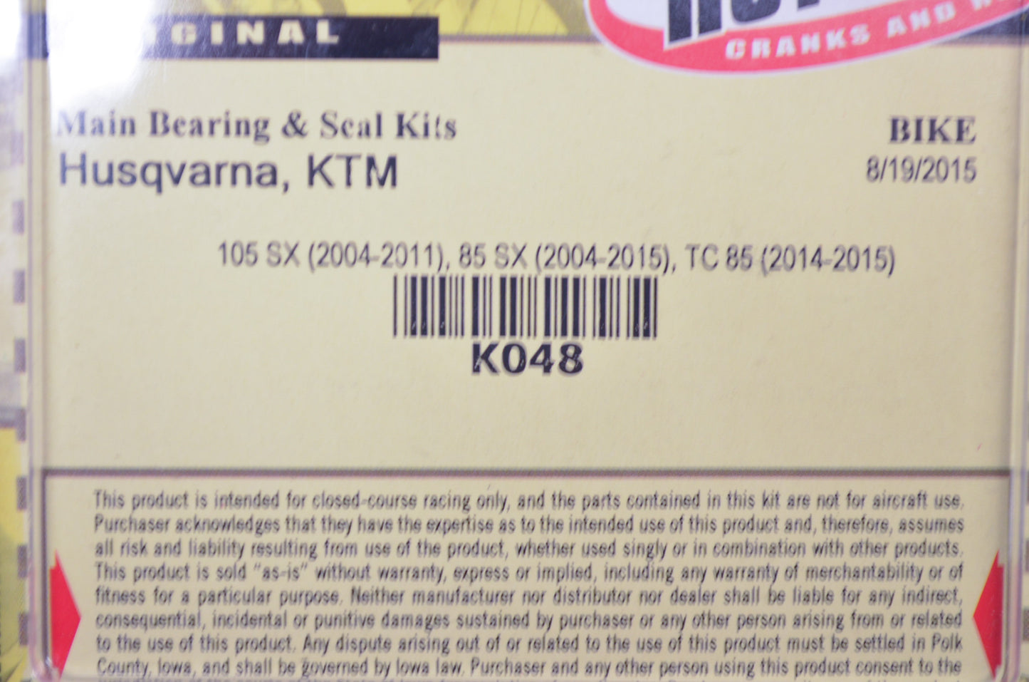 Main Bearing and Seal Kit NOS