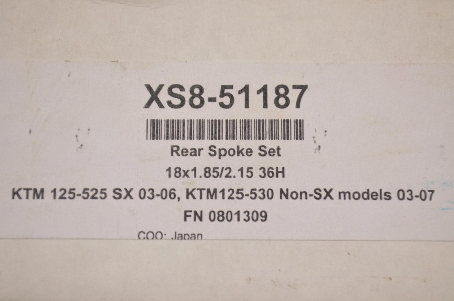 New Excel Rear Spoke Kit 18' KTM NOS