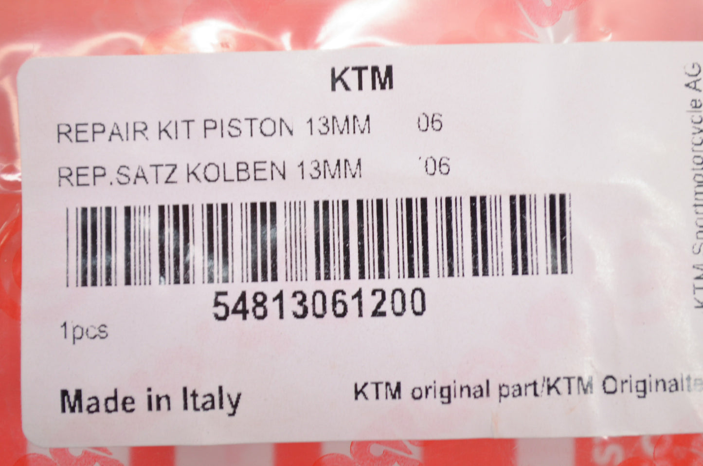 New Brembo KTM Brake Cylinder Piston Repair Kit 13mm NOS