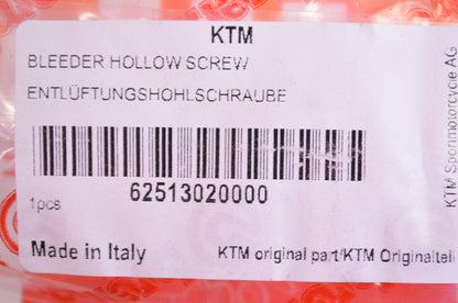New Brembo KTM Hollow Bleeder Screw NOS