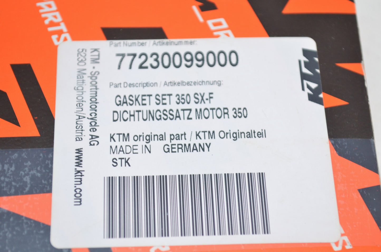 OEM KTM 77230099000 Gasket Set NOS