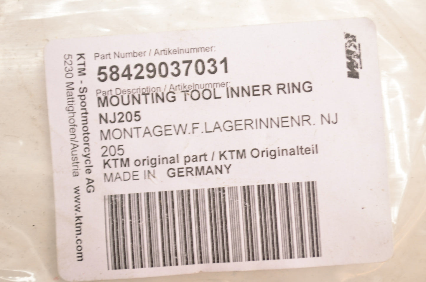 New OEM KTM Inner Ring Mounting Tool NOS