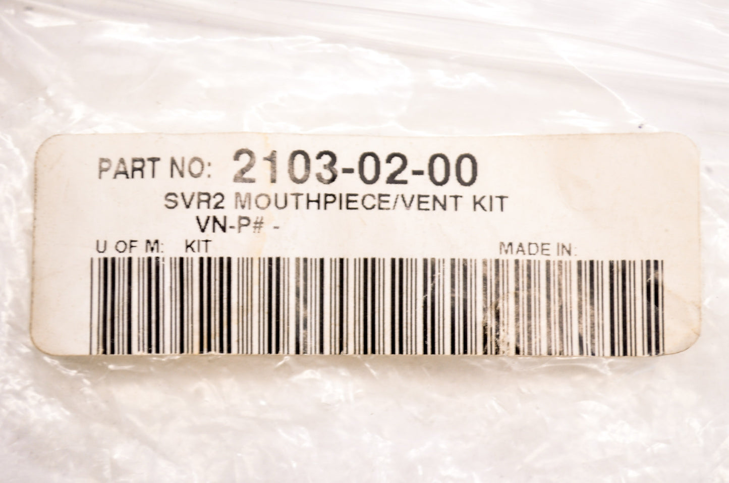 Thor 2103-02-00 Mouthpiece Vent Kit SVR2 NOS