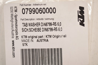 OEM KTM 799060000 Tab Washer Qty 4 NOS