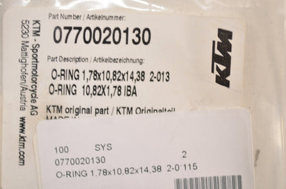 OEM KTM 770020130 O-Ring 1.78x10.82x14.38 NOS