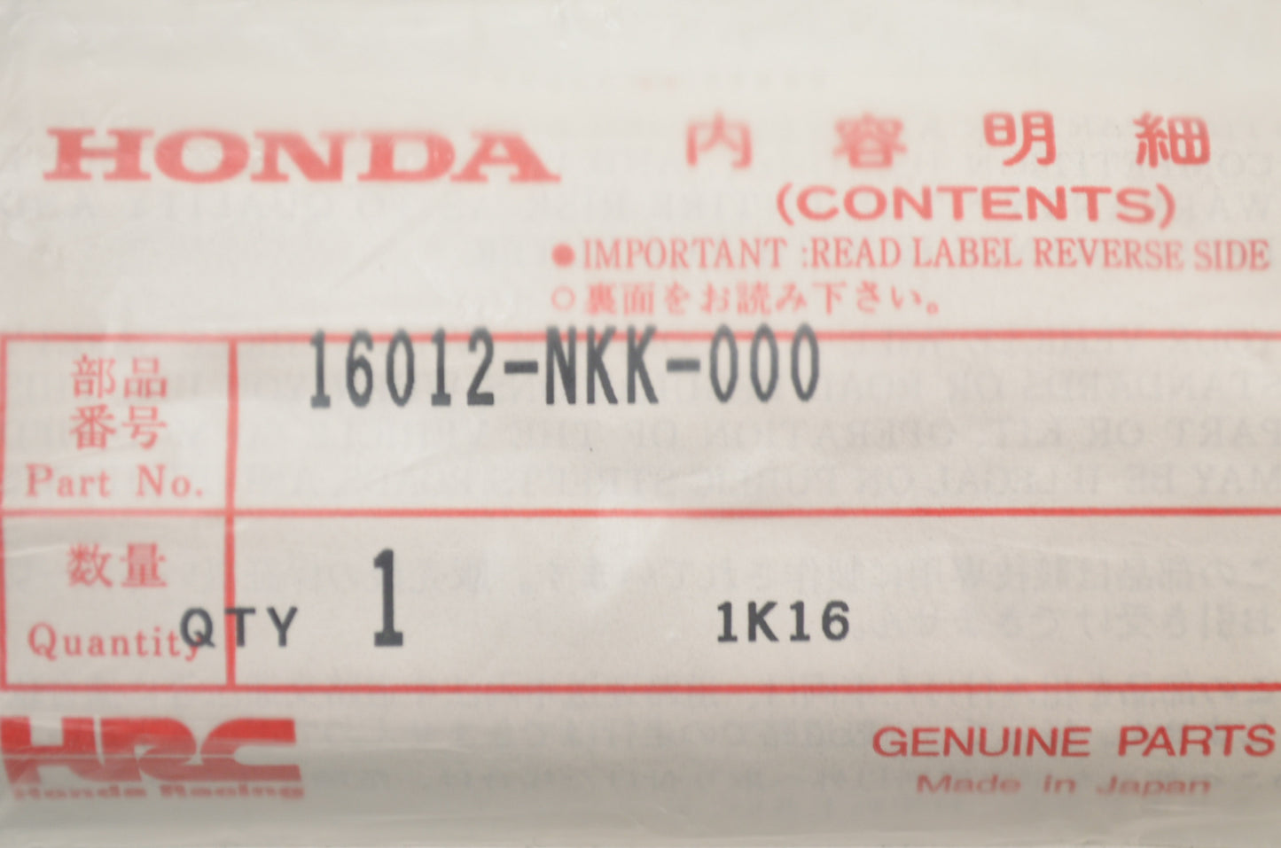 New OEM Honda Jet Needle Kit NOS
