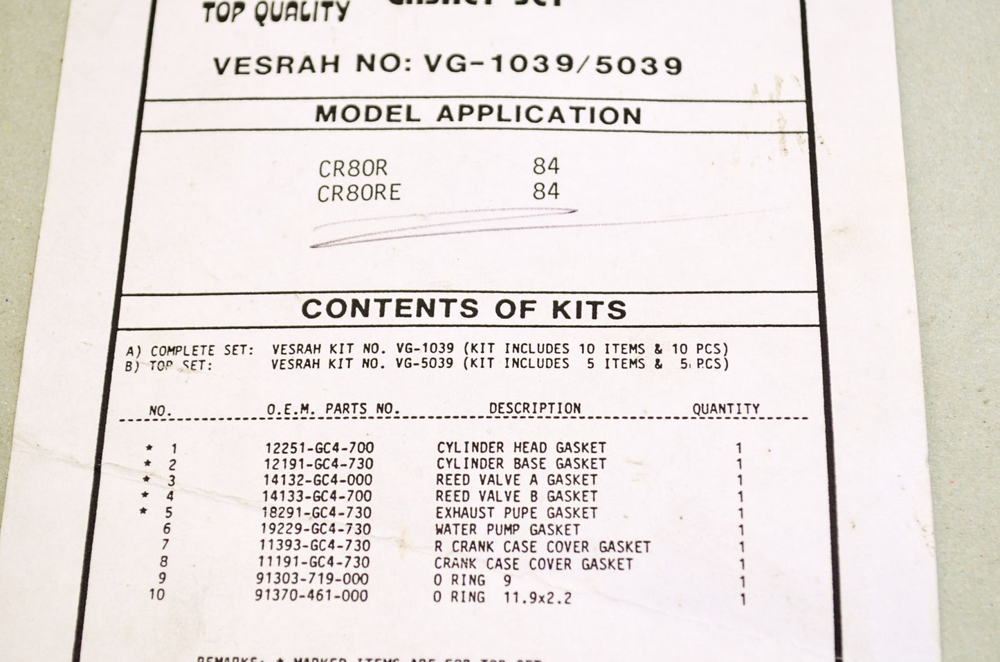 Gasket Kit NOS